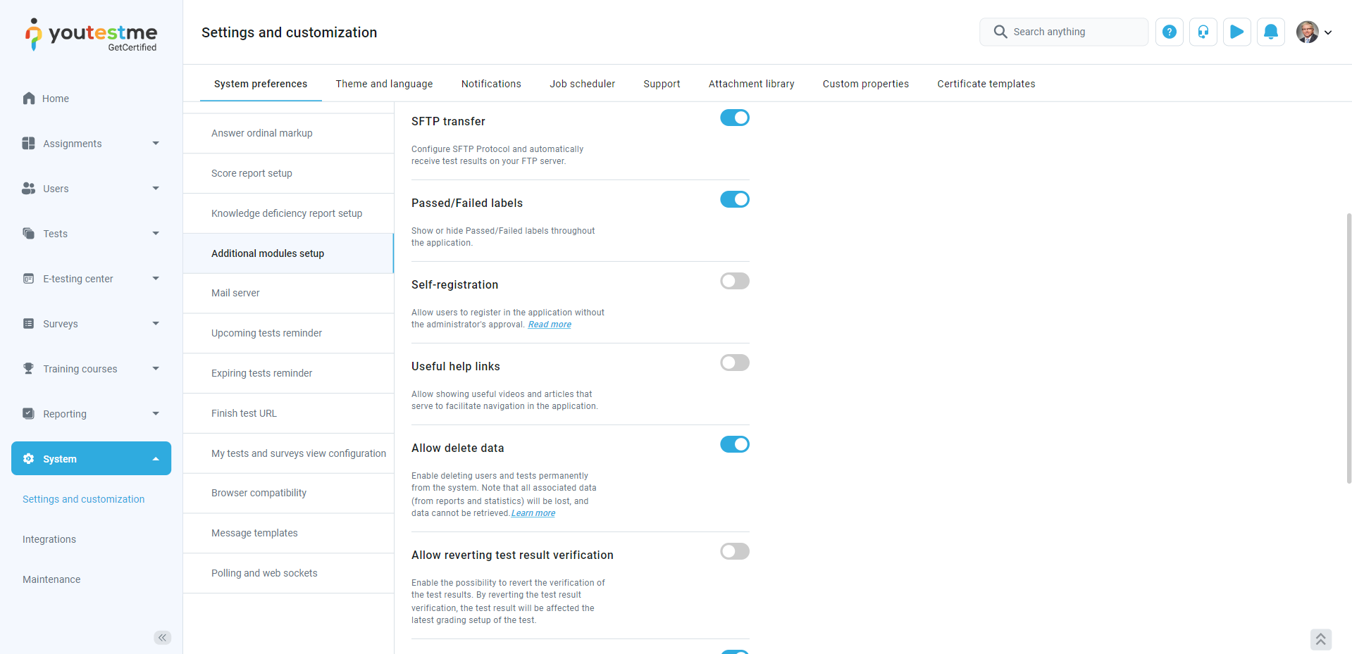 Activating-test-completion-reports-sending