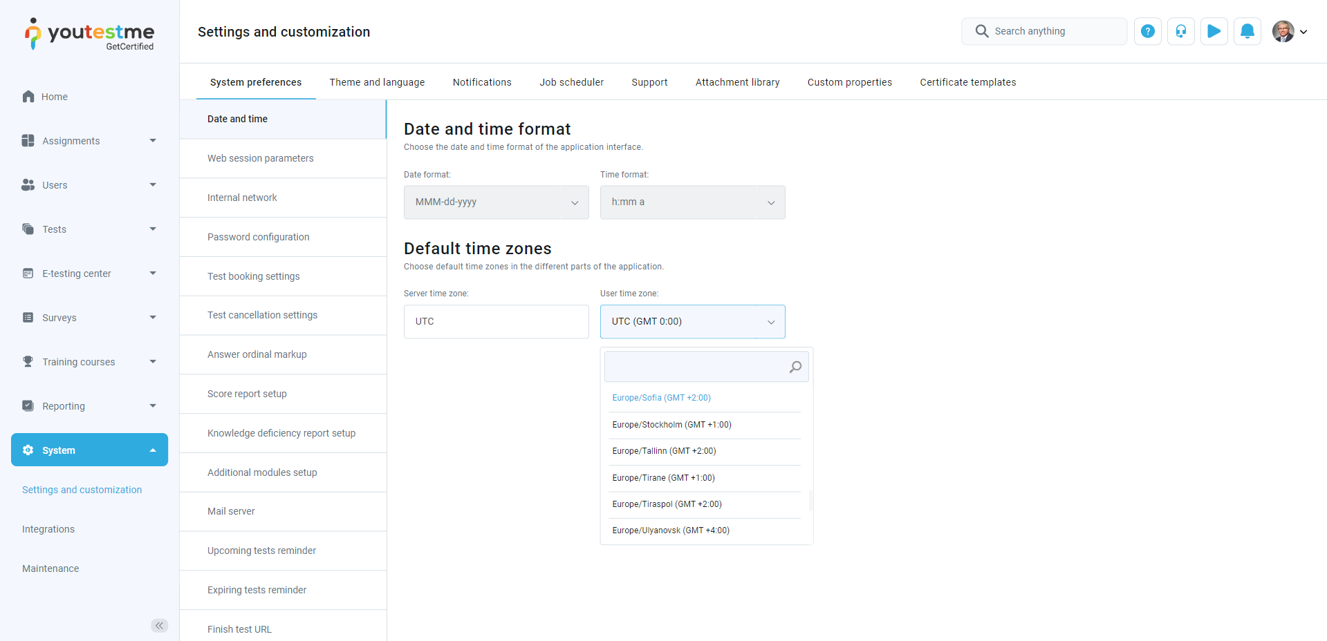 Defining-the-server-time-zone-date-and-time-format