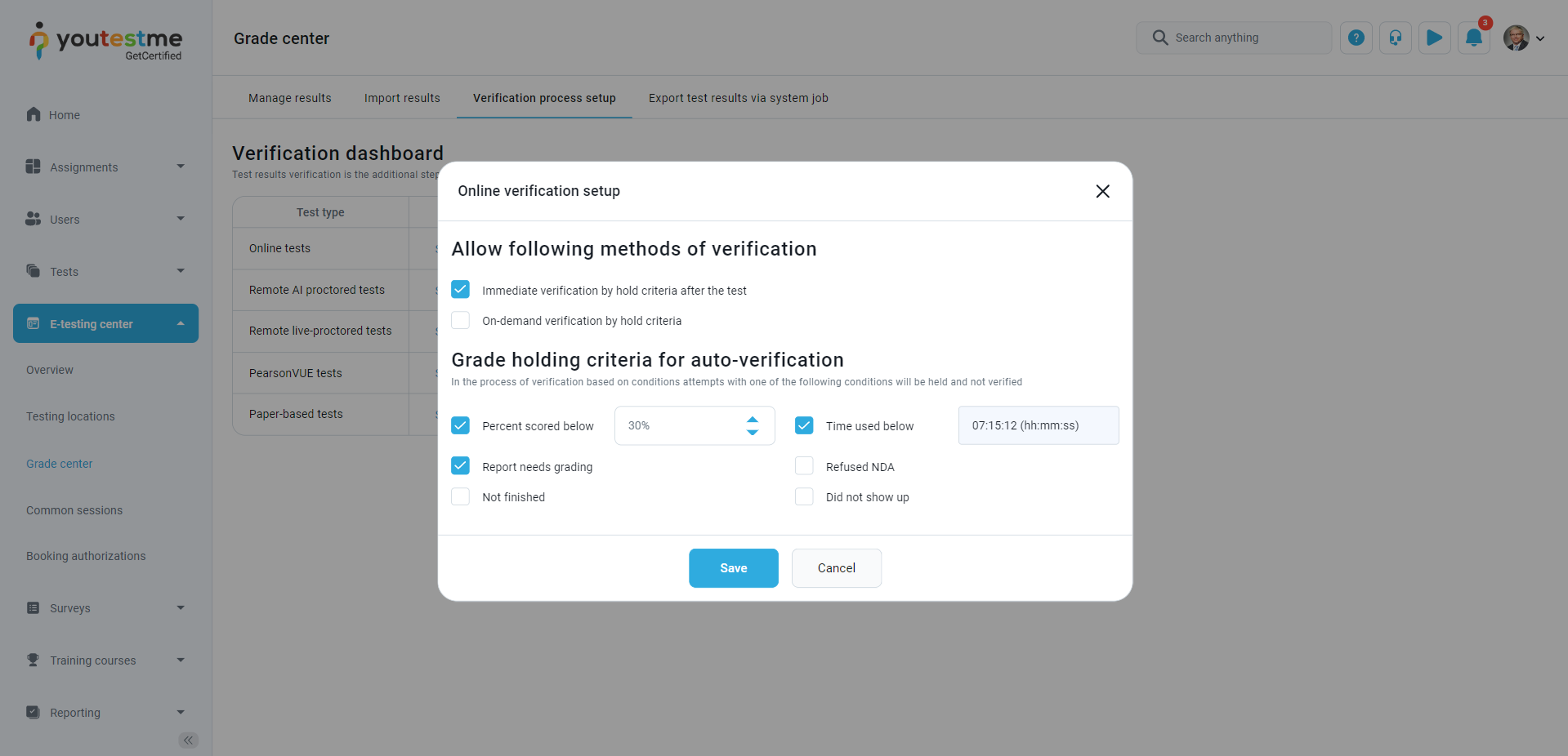 Immediate-after-completing-test-verify-by-hold-criteria