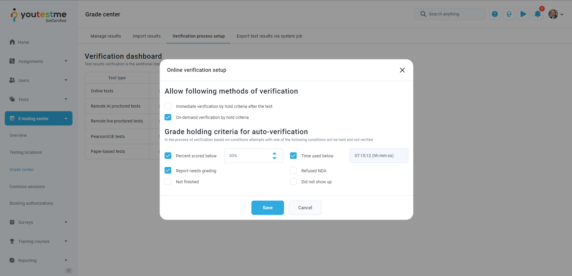 On-demand-verify-by-hold-criteria